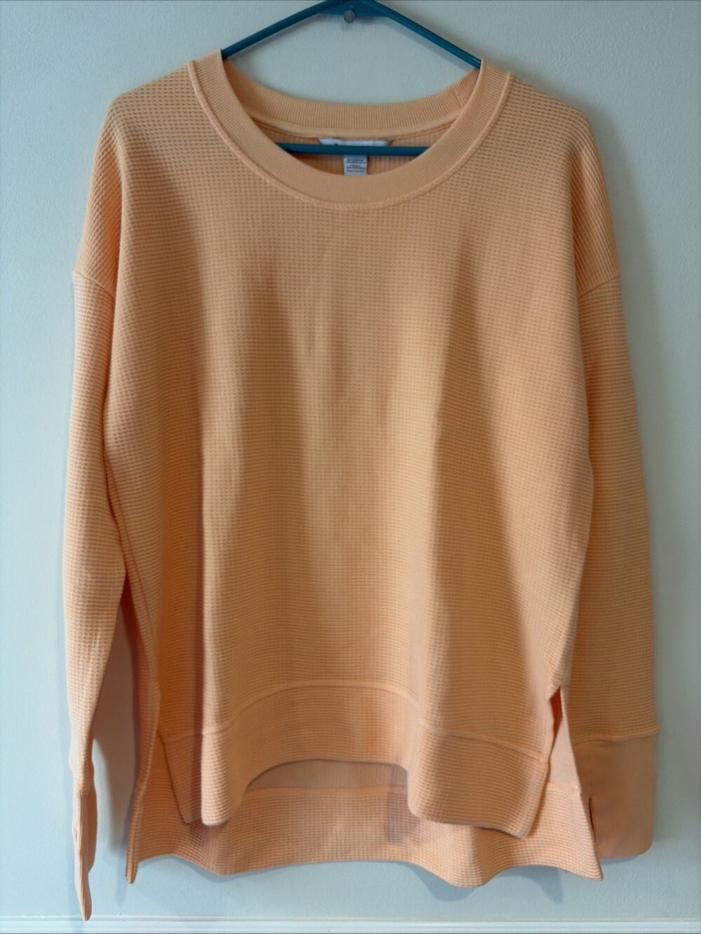 ATHLETA US Women’s M Peach /orange Coaster Luxe Waffle Sweatshirt Pullover Top